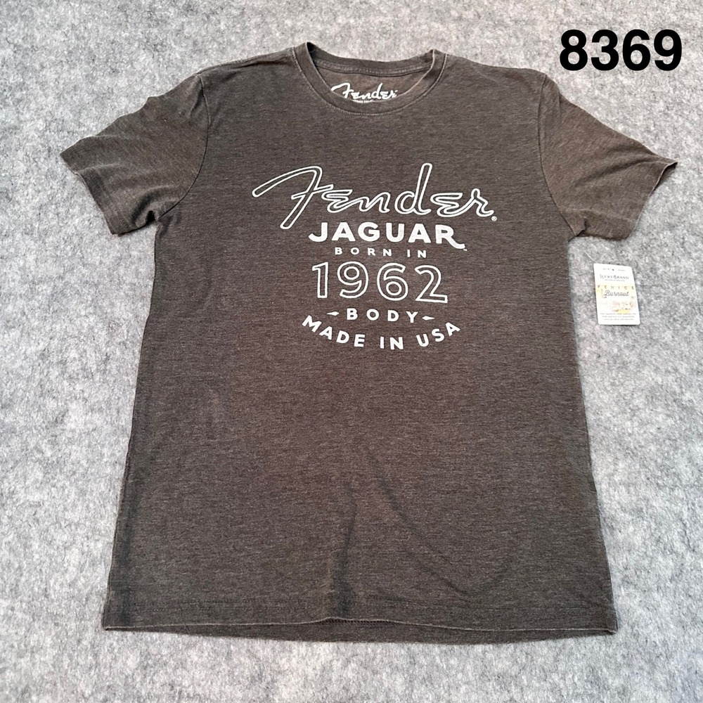 Lucky Brand Fender Jaguar 1962 Graphic T-Shirt Gray Venice Burnout Small 8369